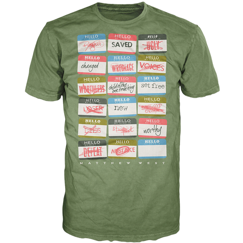 Hello My Name Is Green Name Tag Tee