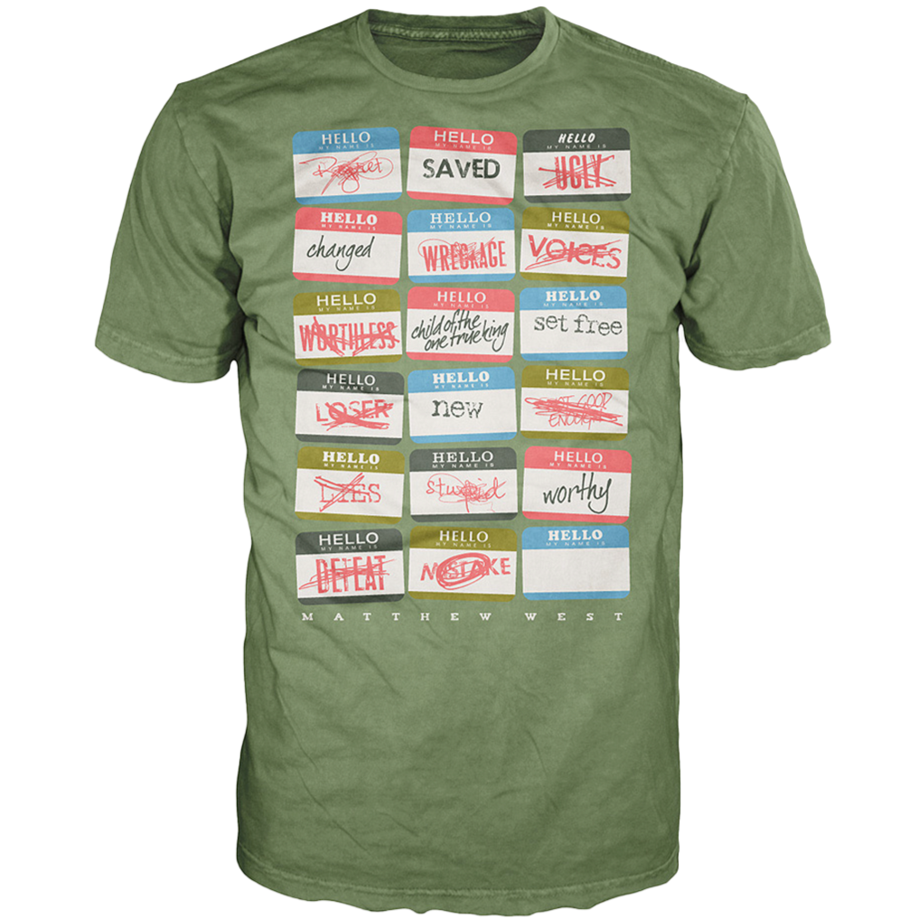 Hello My Name Is Green Name Tag Tee